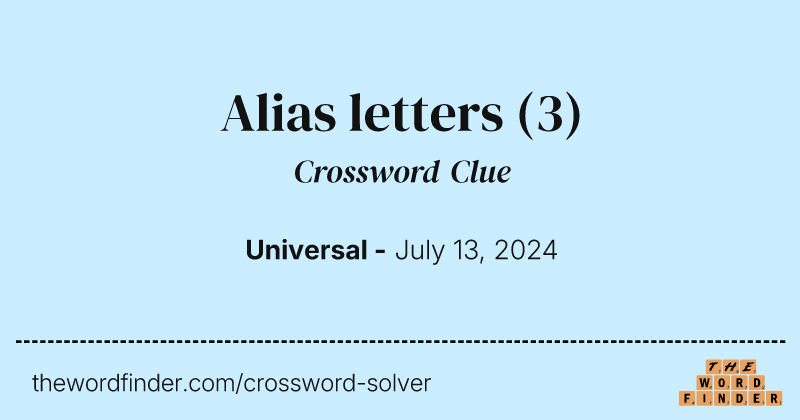 Alias letters crossword clue image
