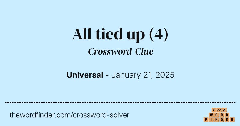 All tied up crossword clue image
