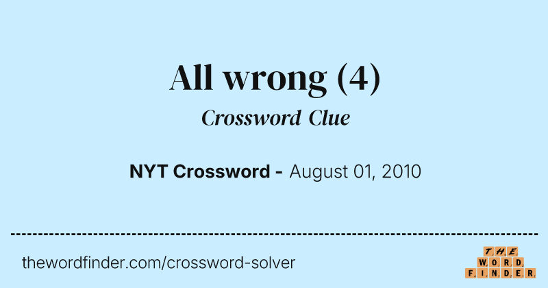 All wrong crossword clue image
