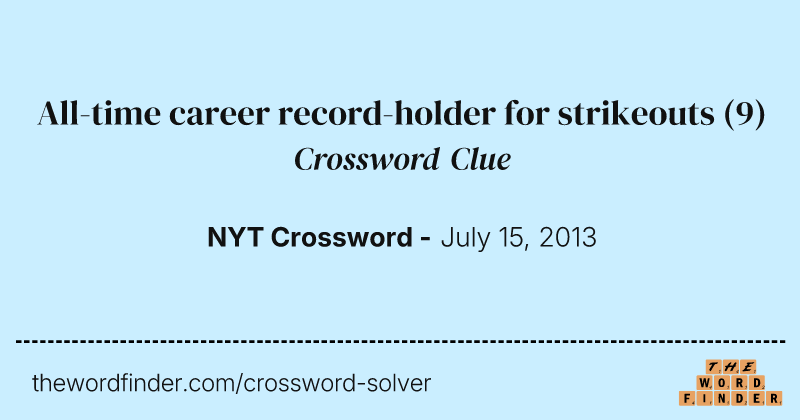 All-time career record-holder for strikeouts crossword clue image