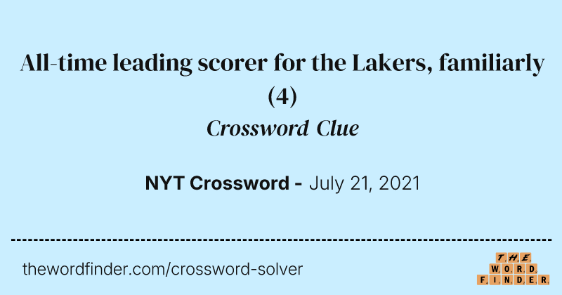 All-time leading scorer for the Lakers, familiarly crossword clue image