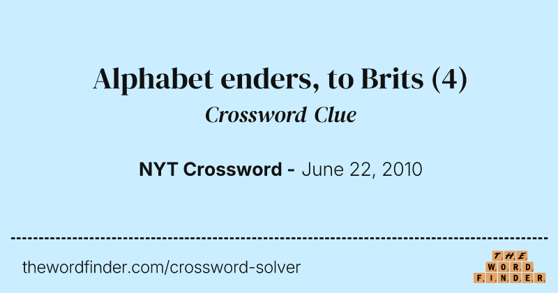 Alphabet enders, to Brits crossword clue image
