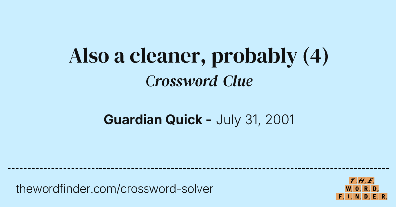 Also a cleaner, probably crossword clue image