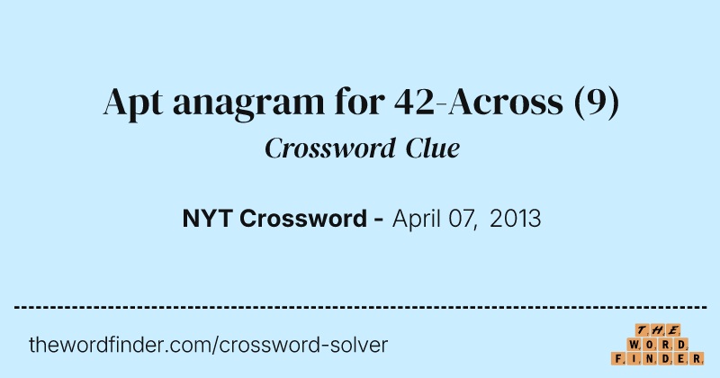 Apt anagram for 42-Across crossword clue image