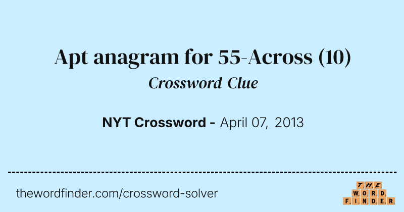 Apt anagram for 55-Across crossword clue image