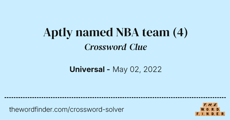 Aptly named NBA team crossword clue image