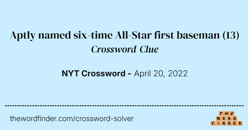 Aptly named six-time All-Star first baseman crossword clue image