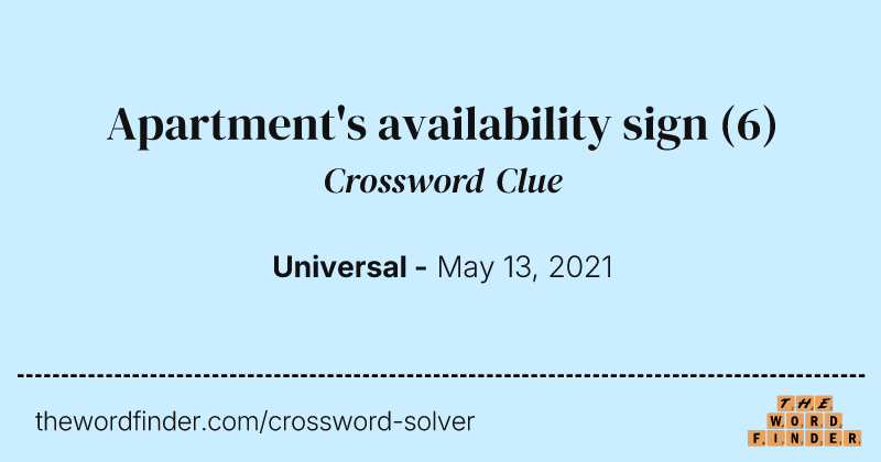 Apartment's availability sign crossword clue image
