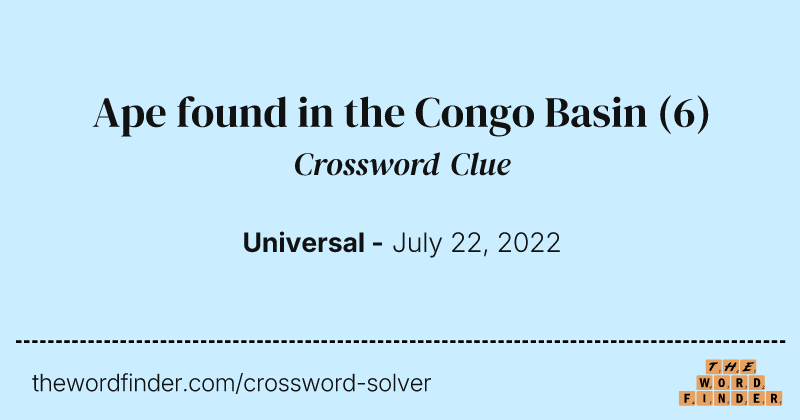 Ape found in the Congo Basin crossword clue image