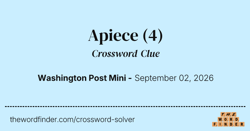 Apiece crossword clue image