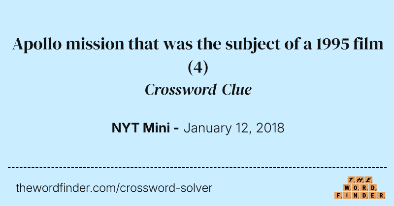 Apollo mission that was the subject of a 1995 film crossword clue image