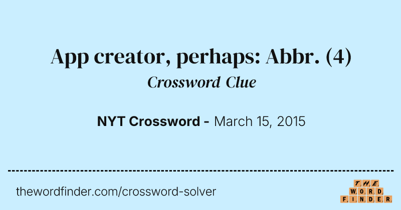 App creator, perhaps: Abbr. crossword clue image