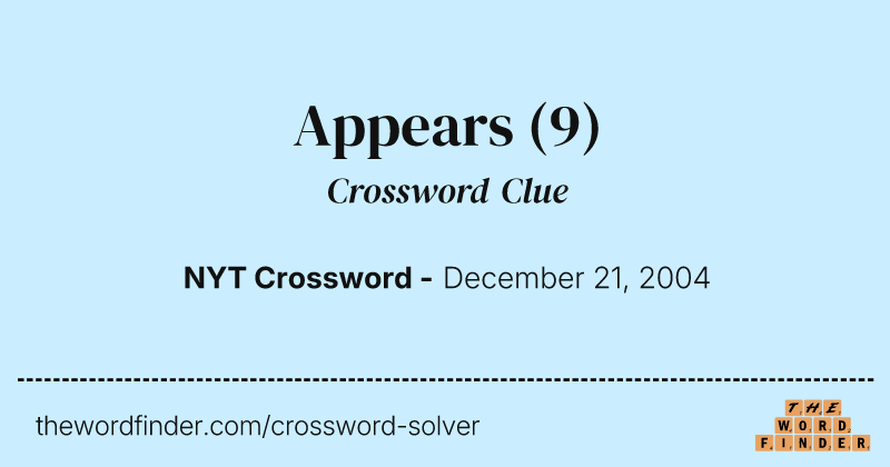 Appears crossword clue image