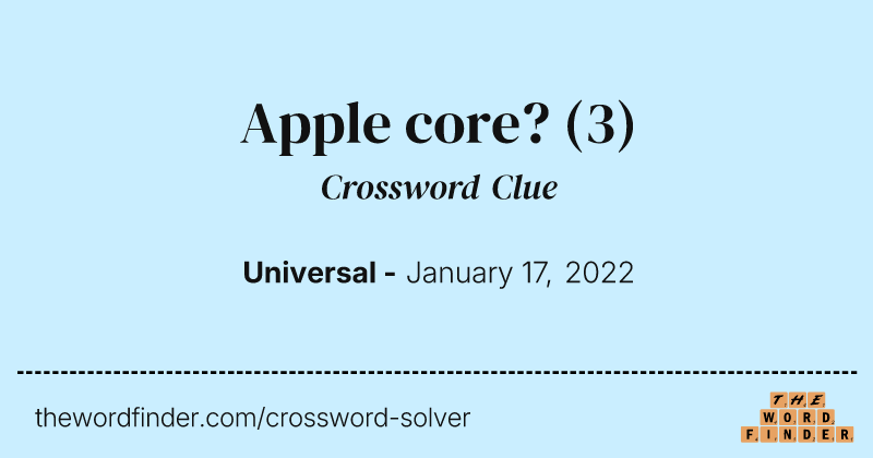Apple core? crossword clue image