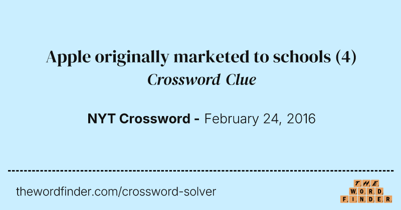 Apple originally marketed to schools crossword clue image