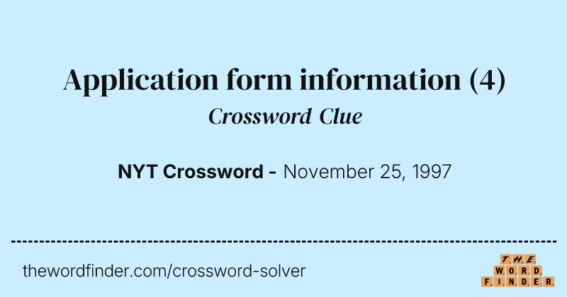 Application form information crossword clue image