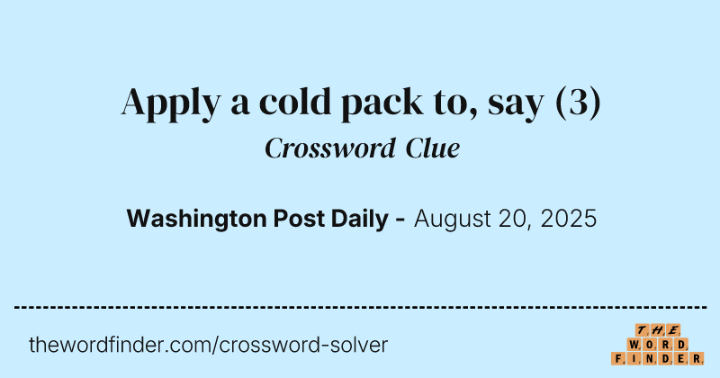 Apply a cold pack to, say crossword clue image