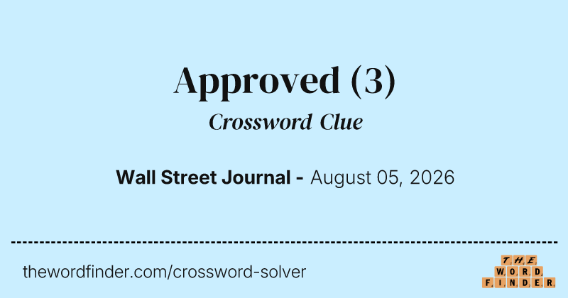 Approved crossword clue image