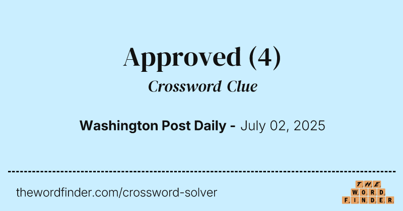 Approved crossword clue image