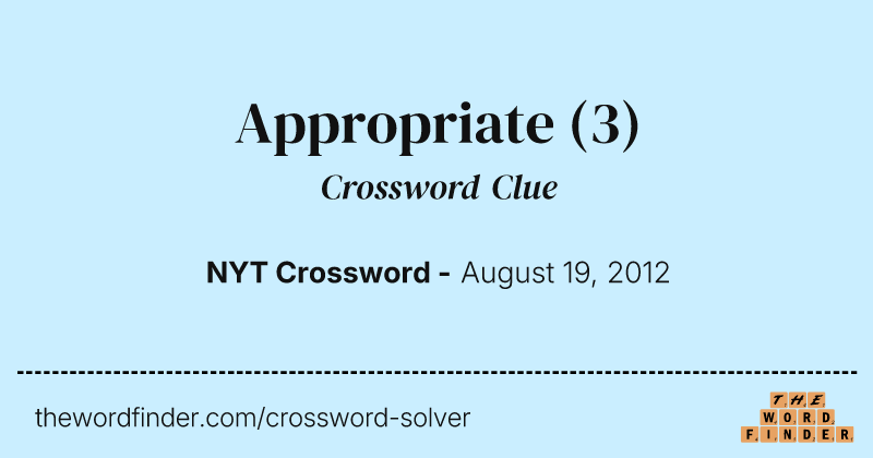 Appropriate crossword clue image