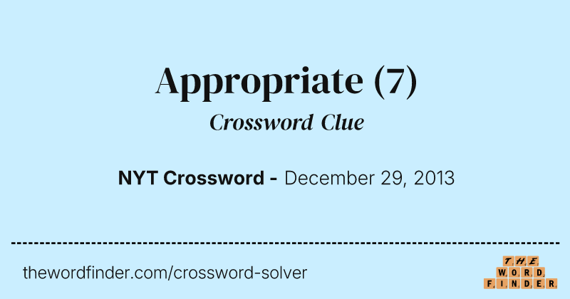 Appropriate crossword clue image