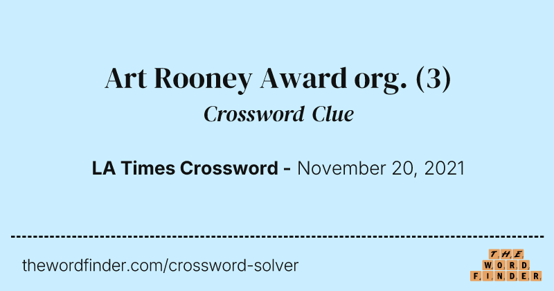 Art Rooney Award org. crossword clue image