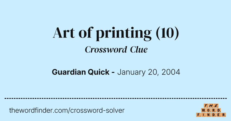 Art of printing crossword clue image