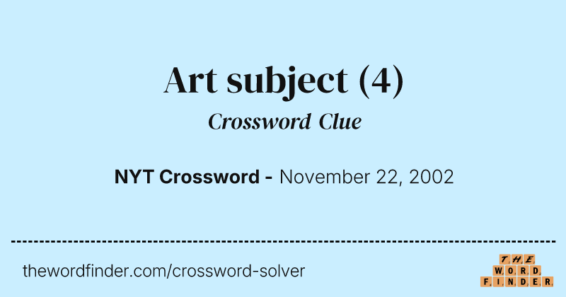 Art subject crossword clue image