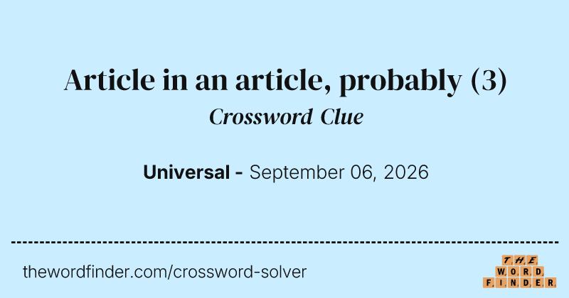 Article in an article, probably crossword clue image