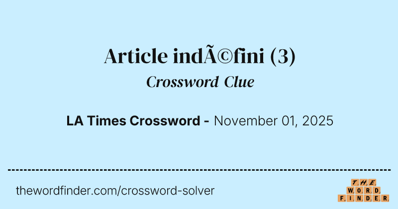 Article indéfini crossword clue image