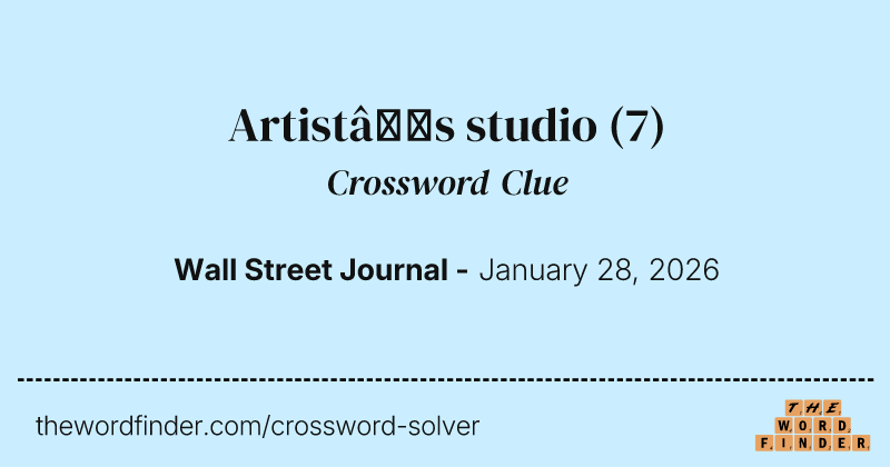 Artist’s studio crossword clue image