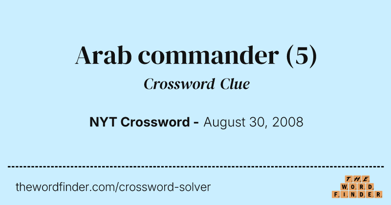 Arab commander crossword clue image