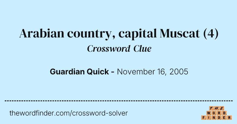 Arabian country, capital Muscat crossword clue image
