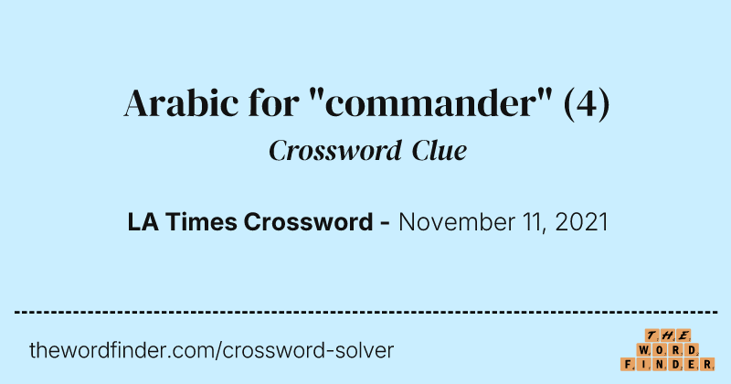 Arabic for "commander" crossword clue image