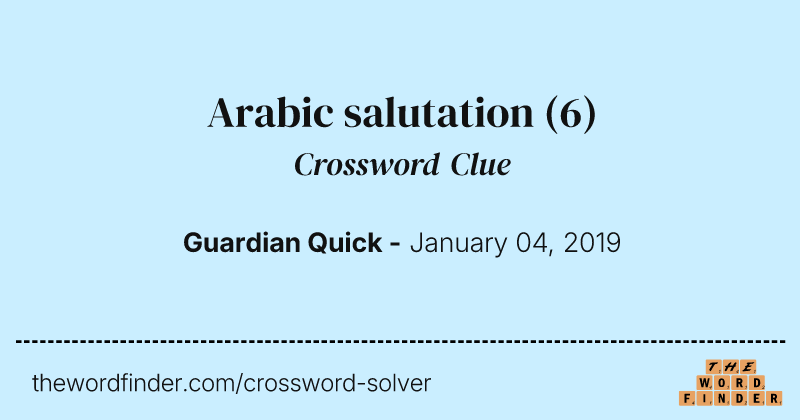 Arabic salutation crossword clue image