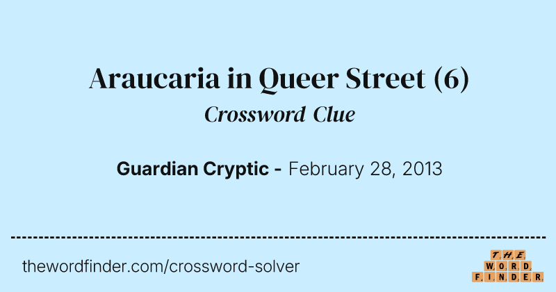 Araucaria in Queer Street crossword clue image