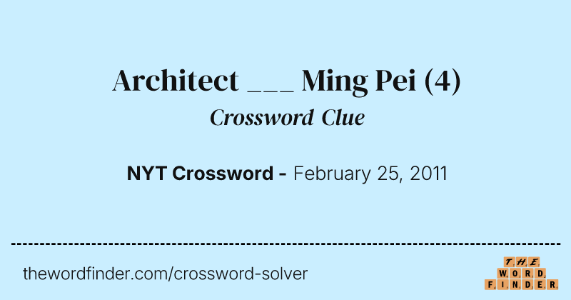 Architect ___ Ming Pei crossword clue image