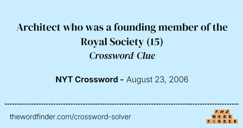 Architect who was a founding member of the Royal Society crossword clue image