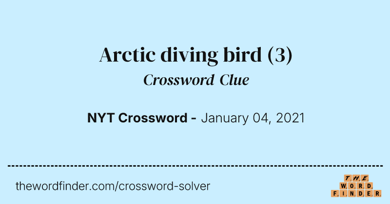 Arctic diving bird crossword clue image
