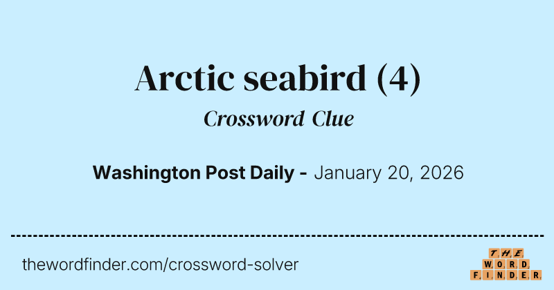 Arctic seabird crossword clue image