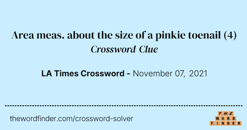 Area meas. about the size of a pinkie toenail crossword clue image