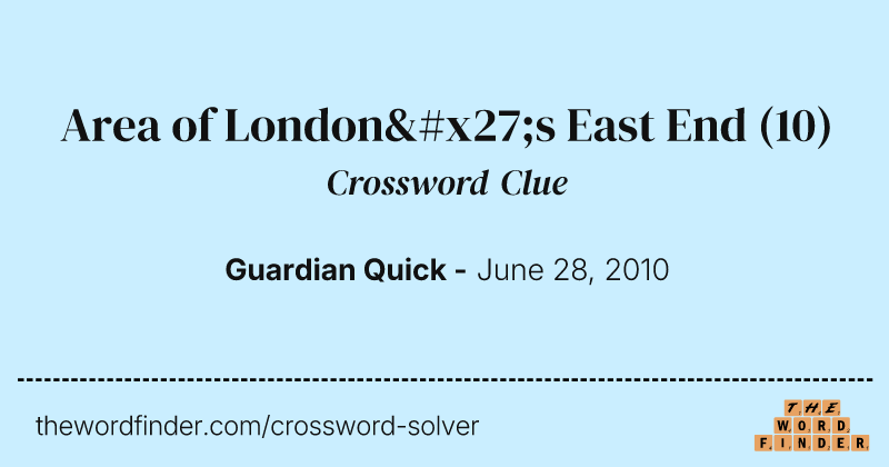 Area of London's East End crossword clue image