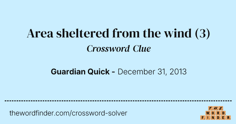 Area sheltered from the wind crossword clue image