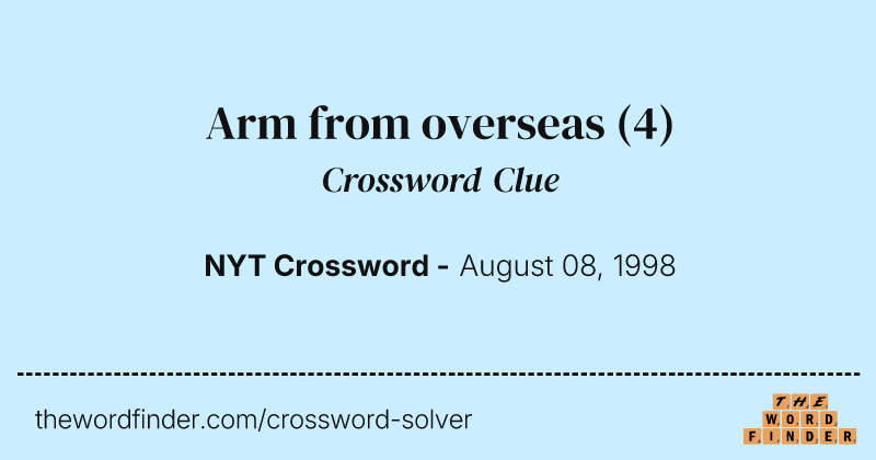 Arm from overseas crossword clue image