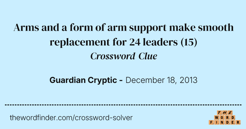 Arms and a form of arm support make smooth replacement for 24 leaders crossword clue image
