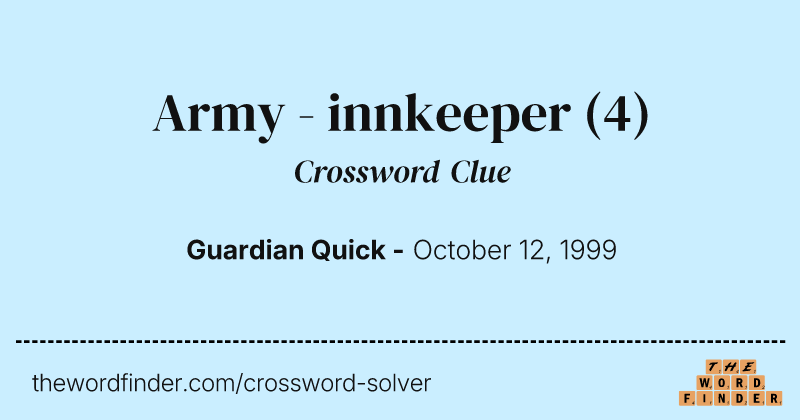 Army - innkeeper crossword clue image