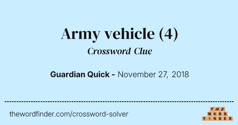Army vehicle crossword clue image