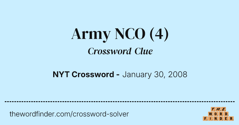 Army NCO crossword clue image