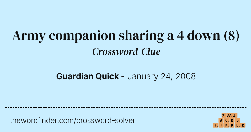 Army companion sharing a 4 down crossword clue image