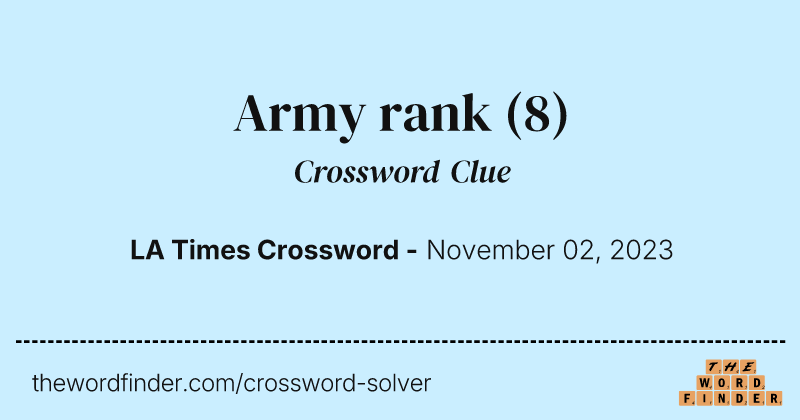 Army rank crossword clue image